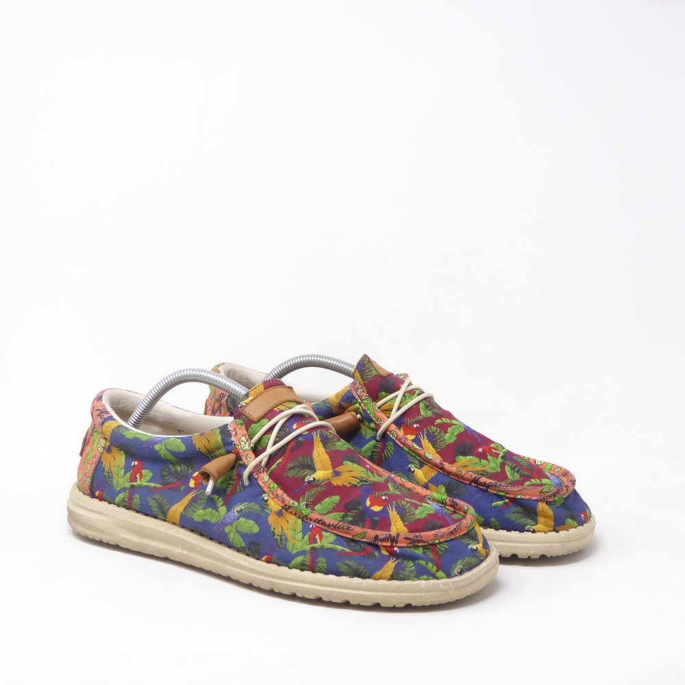 Hey Dude Mens Wally Margaritaville Shoes Multi Parrot Floral Print 11